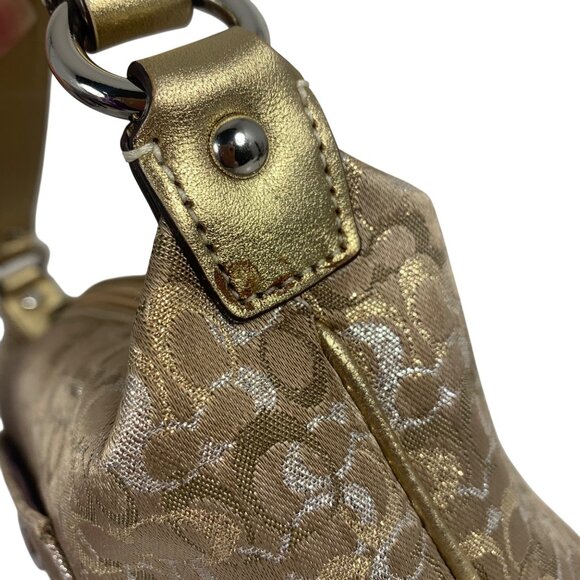 COACH Mini Signature Optic Lurex 40958 Shoulder Handbag Gold/Silver NO Tag EUC - Picture 13 of 13